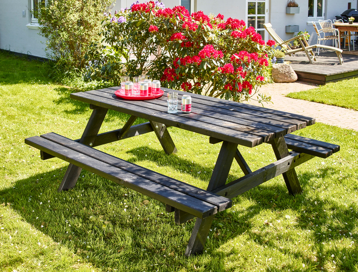 Bord-/bänkset Furu Svart 177 x 155 cm Hortus